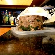 The meat is then pulled from the bones and pressed in a terrine with two layers of mint leaves