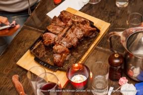 Porterhouse, Golan Heights veal, sirloin and filet on the bone, NG's flag dish.