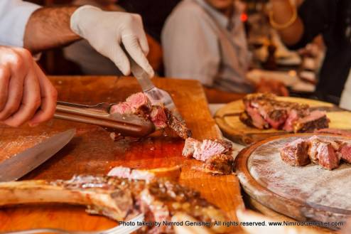 Prime Rib, aged and juicy Entrecote on the bone from a senior cow.
