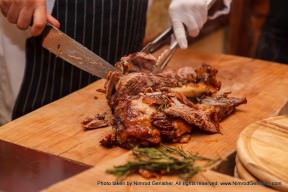 Marinated whole Leg of lamb in fresh IPA beer and smoked maple rosemary aroma