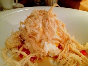 Milk ice cream with pink grapefruit, halva, tahini, citrus and caramel. Ahh! A halva monster, this is what we got. Anything else disappeared underneath. Too bad.