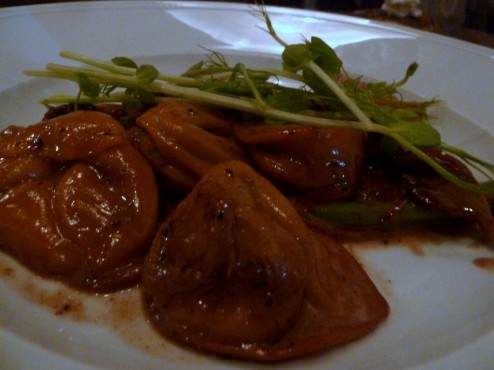 Tortellini Filled With Beef, With Forest Mushrooms And Red Wine Sauce