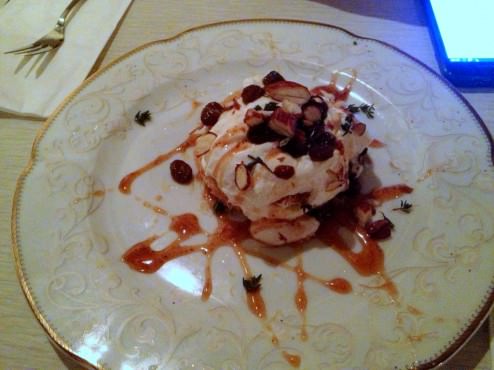 Kadaif A La Jaffa, almonds, raisins, vanilla, thyme and delicious cream (37 NIS)