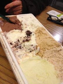 Most economic, and if you trust your friends, take the 0.5l or 1l container and fill it with up to 6-8 flavors. Enjoy it on the spot and take all that's left with you home.