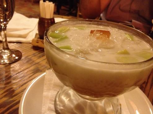 Tapioca dessert with coconut milk and fresh fruits