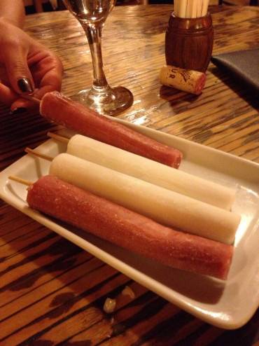 The best of the three desserts - Popsicles of strawberry and coconut. A really suitable finish for a very spicy meal.